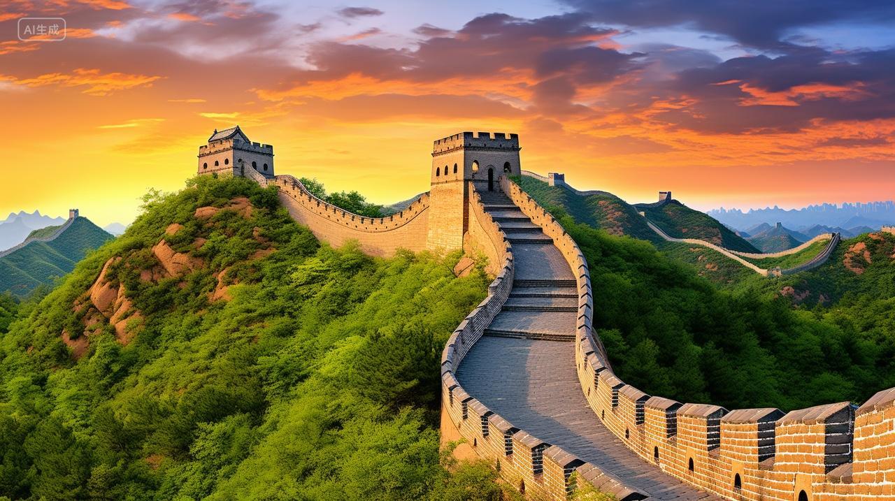 中国万里长城名胜古迹古建筑地标风景旅游