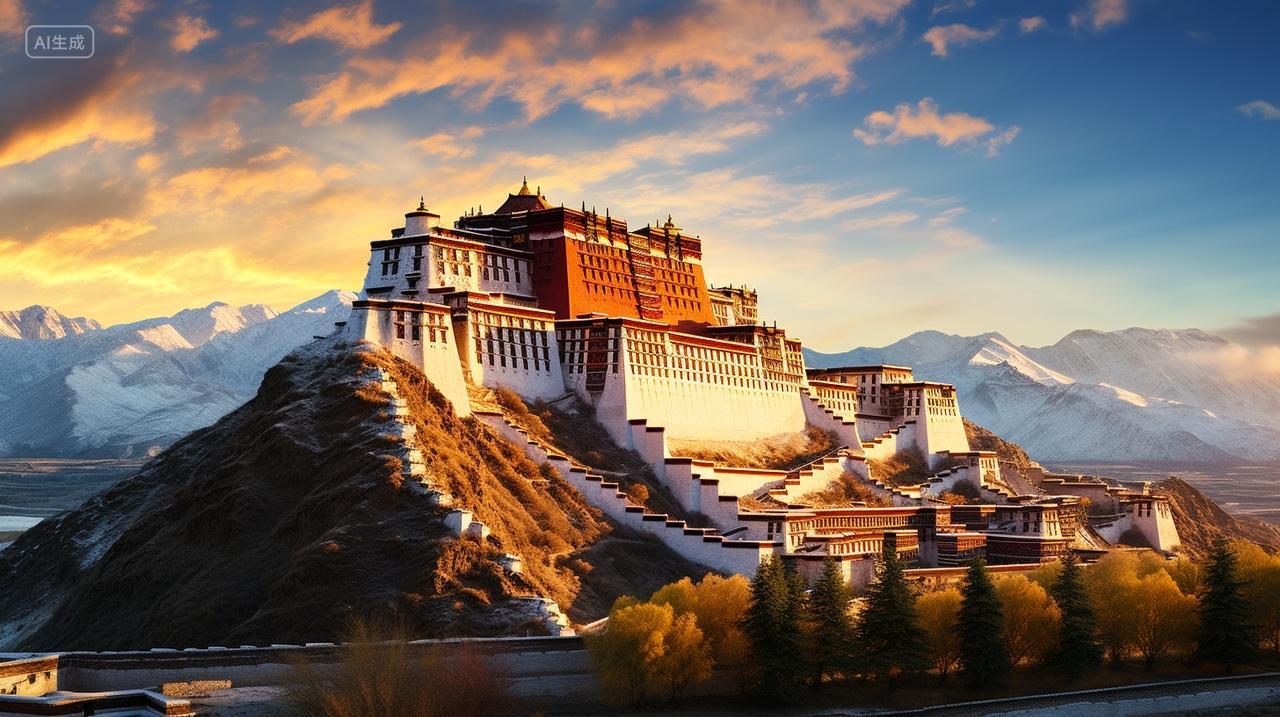 西藏布达拉宫古建筑风景旅游