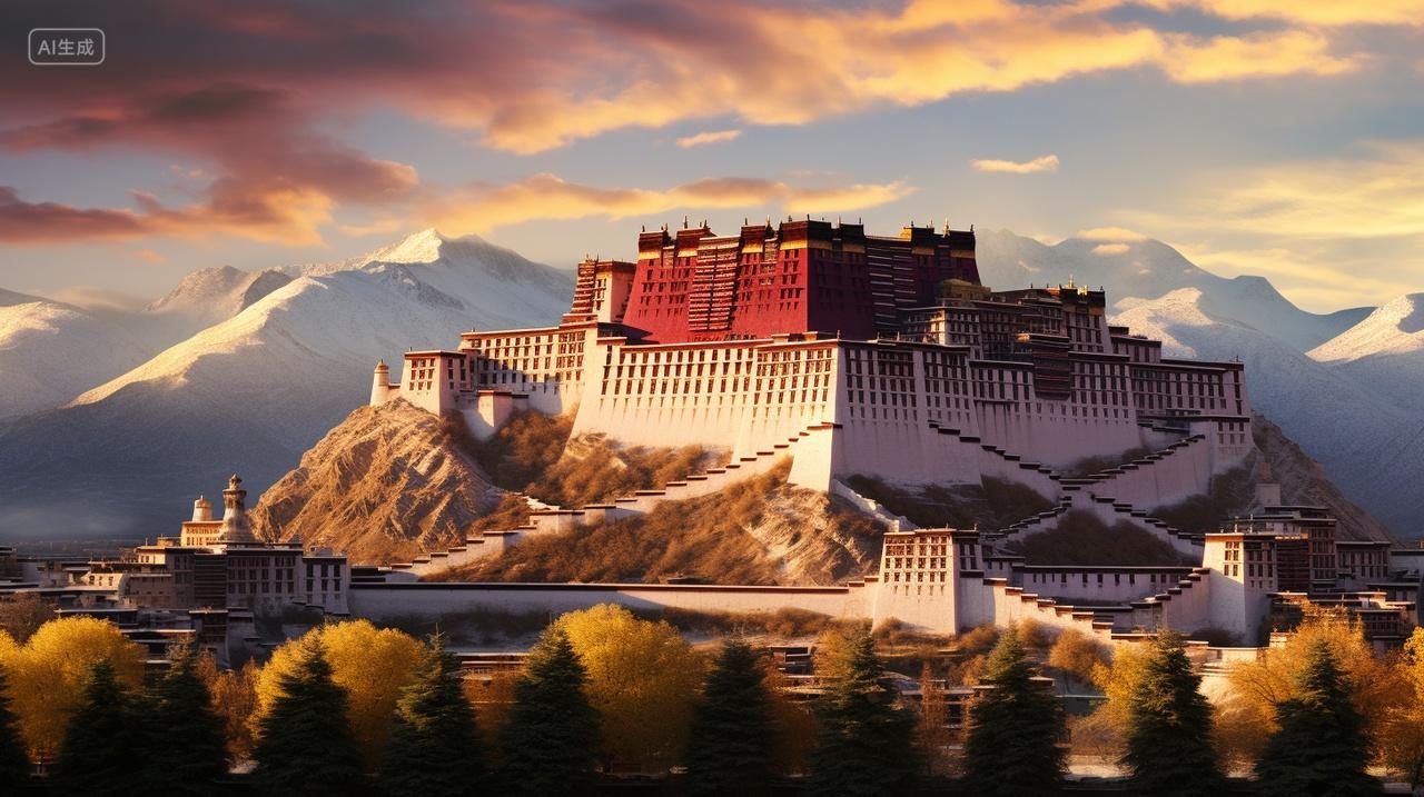 西藏布达拉宫古建筑风景旅游