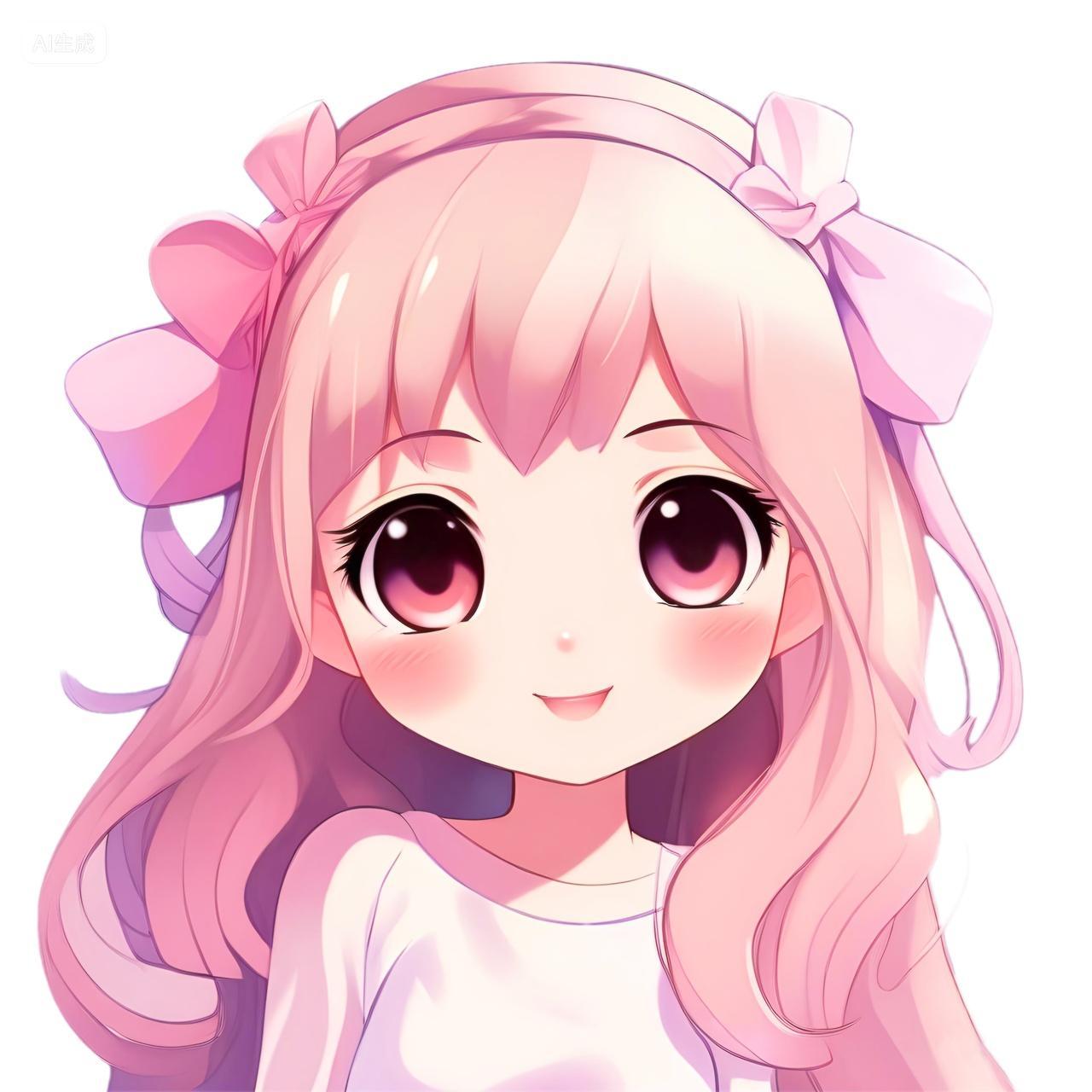 可爱温柔清纯长发女生卡通头像