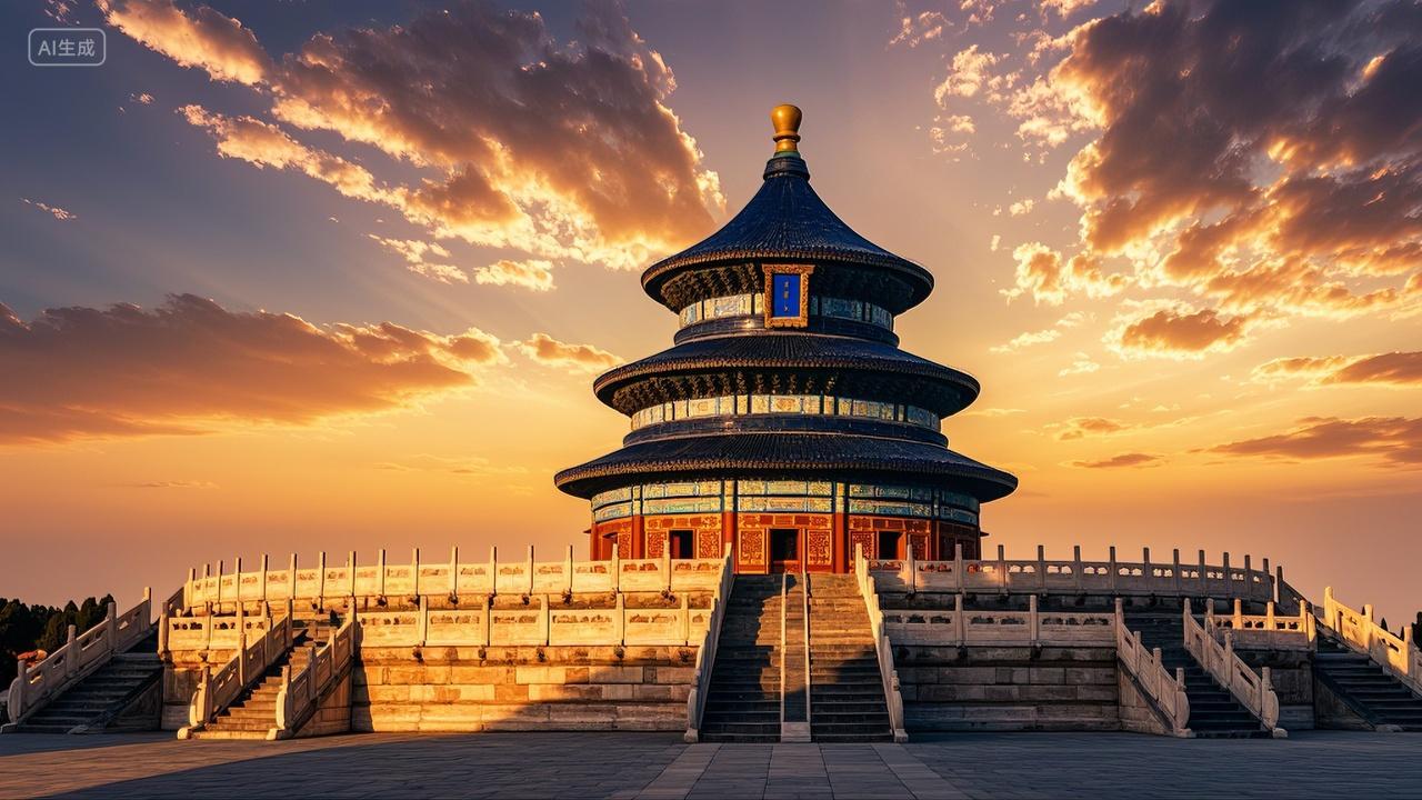 北京天坛古风建筑风景北京旅游