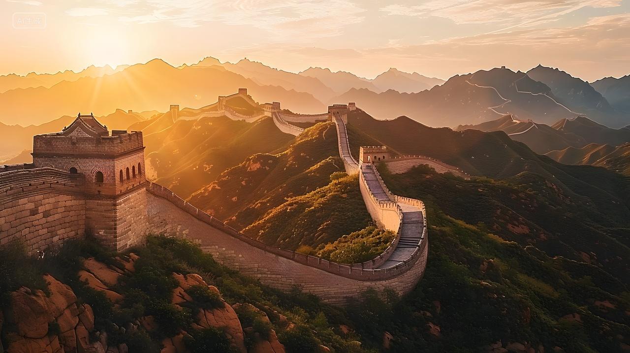 长城日出雄伟风光旅游景点旅游地标