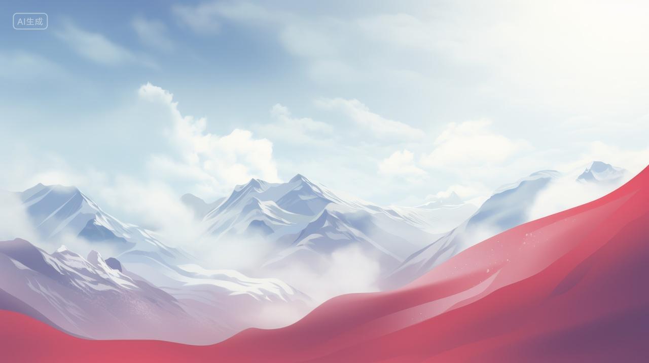 云雾缭绕的雪山和丝绸