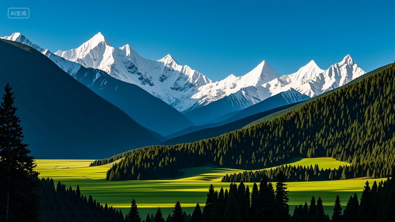 雪山森林草原风景电脑壁纸香格里拉旅游