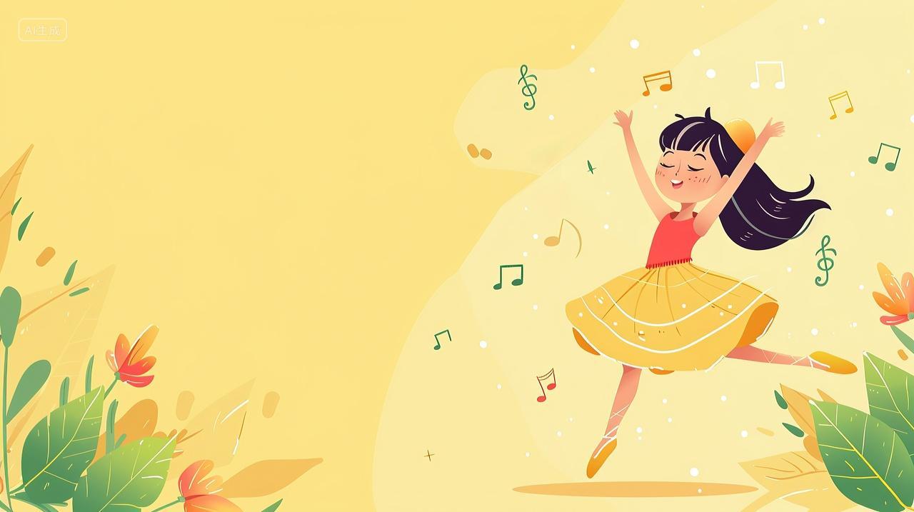 一个女孩在跳舞培训教育插画