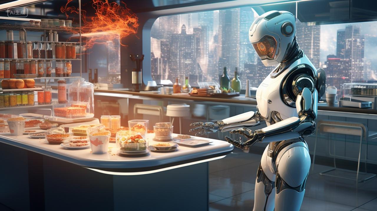 未来智能机器人烹饪厨房场景智能家居