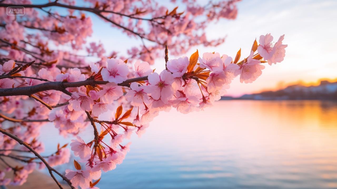 樱花树樱花绽放特写风景背景壁纸