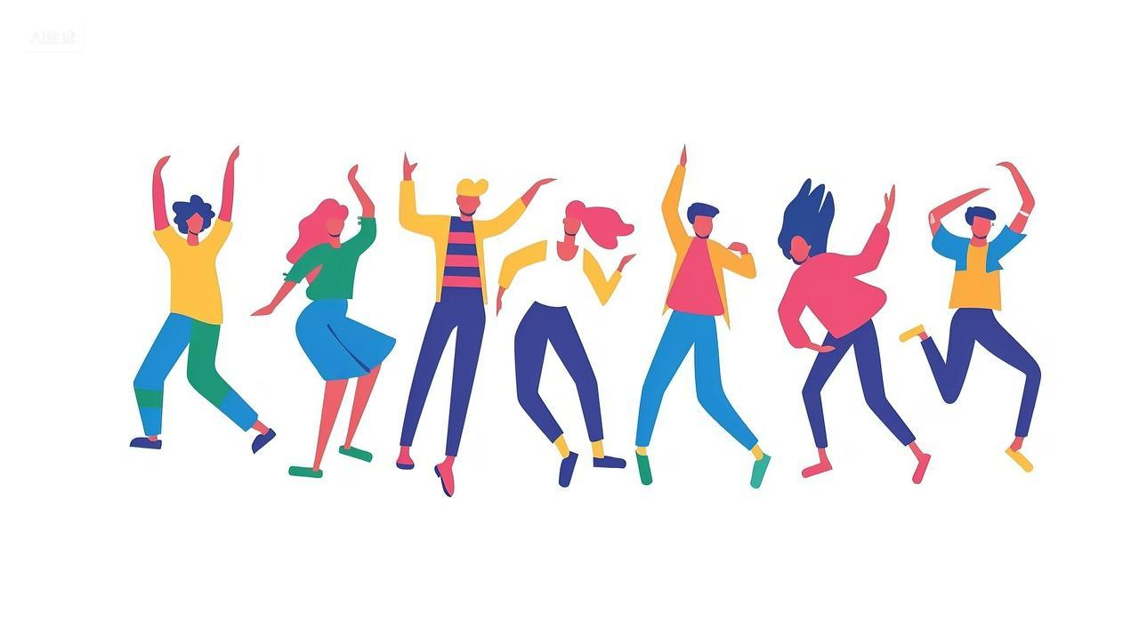一群人在跳舞培训教育插画
