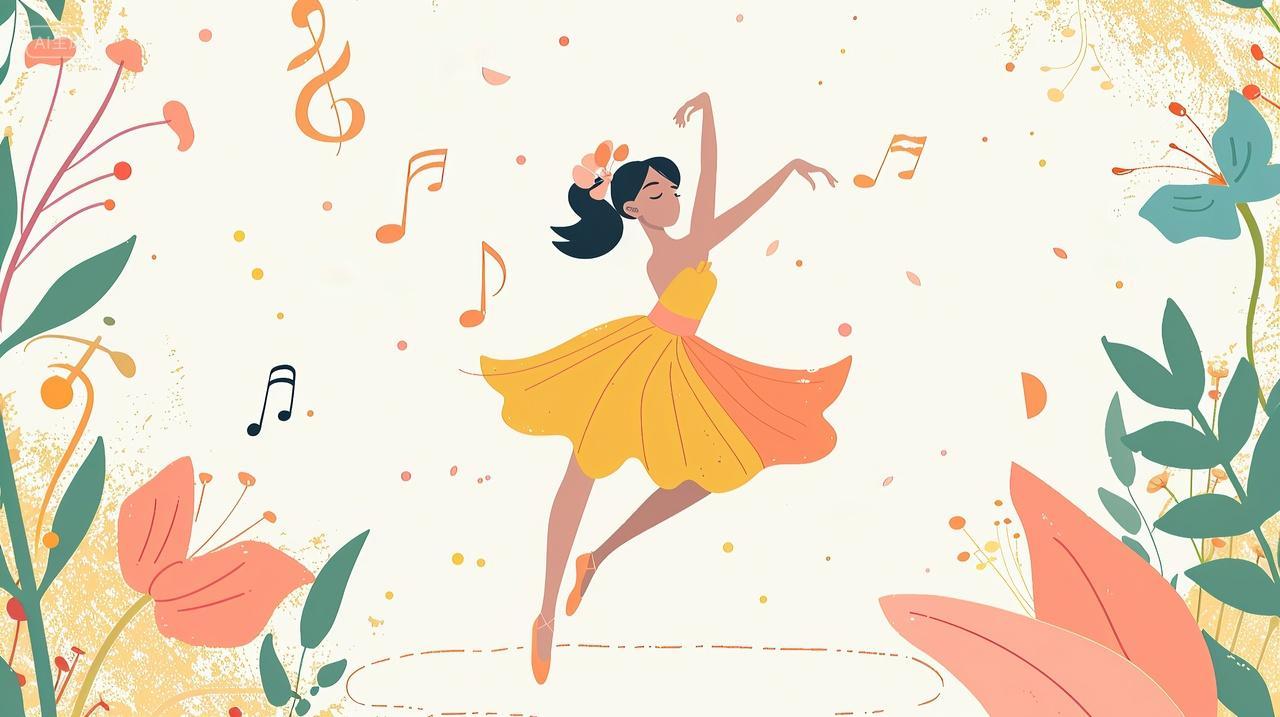 一个女孩在跳舞培训教育插画