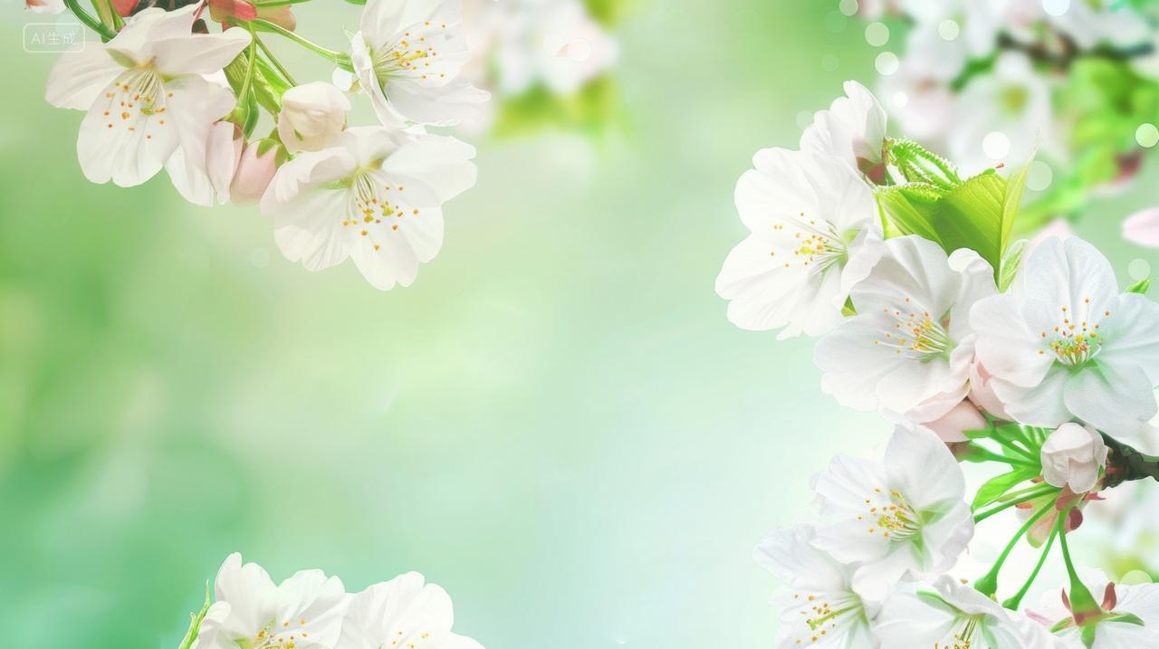 白色樱花背景边框素材