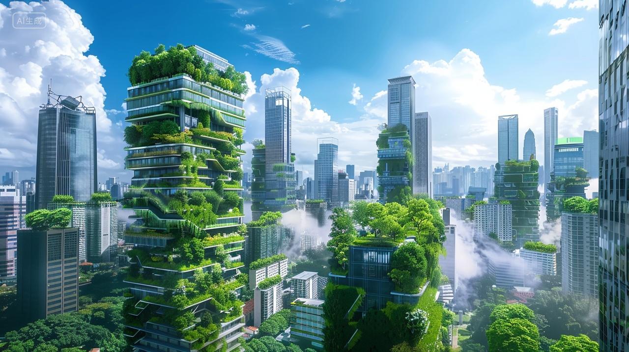 城市建筑现代城市科技智慧绿色城市高楼大厦背景