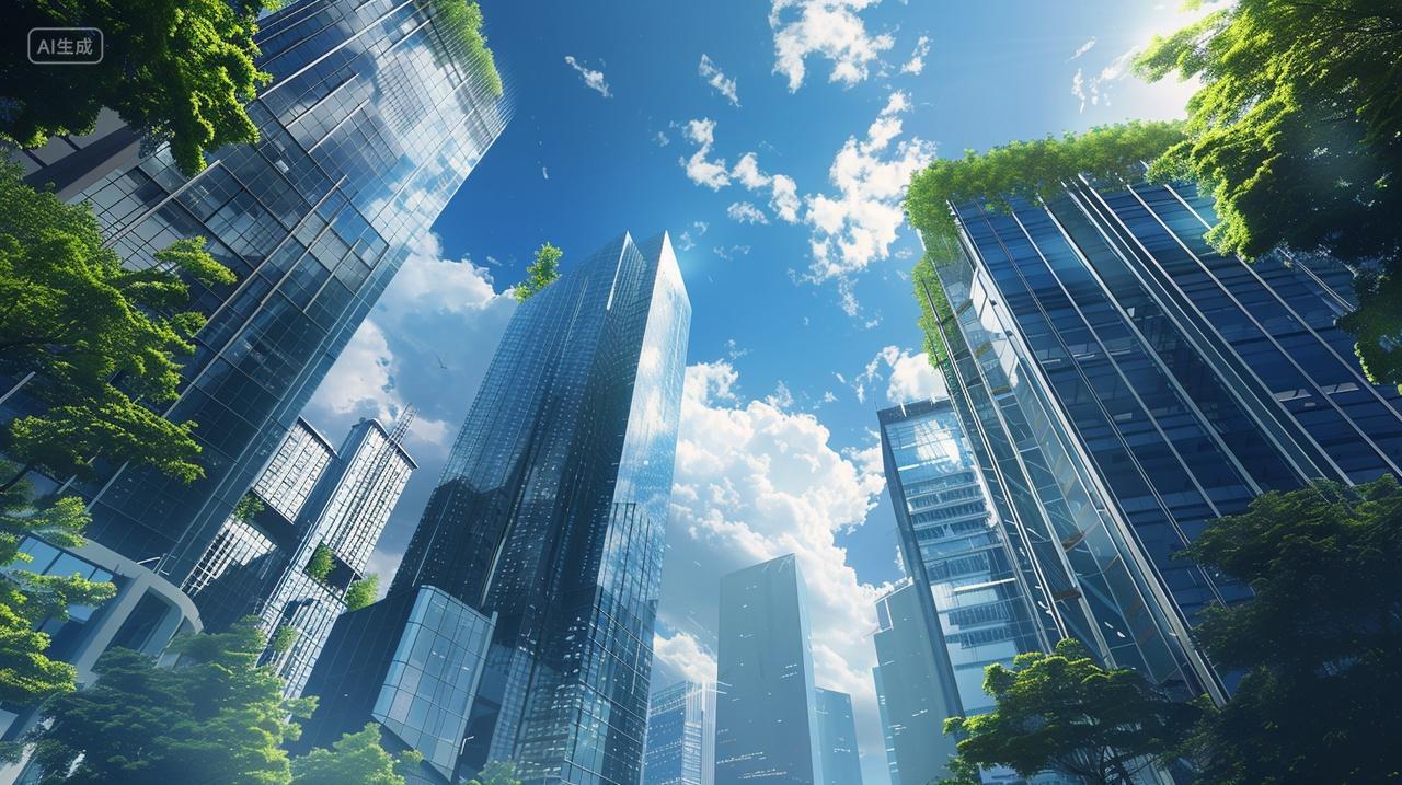 城市建筑现代城市高楼大厦绿色科技智慧城市背景