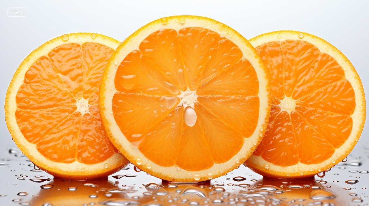 新鲜水果橙子切片橙子时令水果夏季水果白色背景