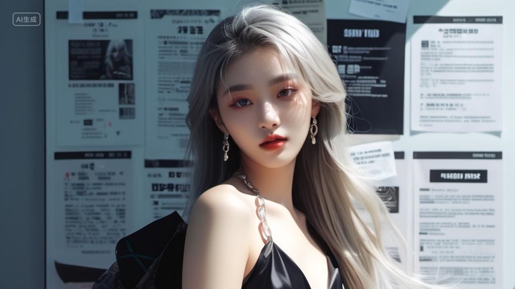 银发美女模特时尚写真背景