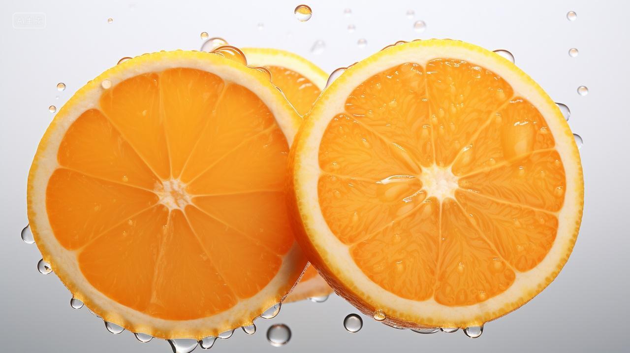 切开橙子片水果时令夏季水果元素背景