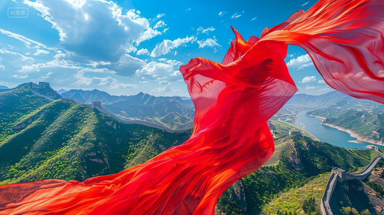 红绸舞映长城水