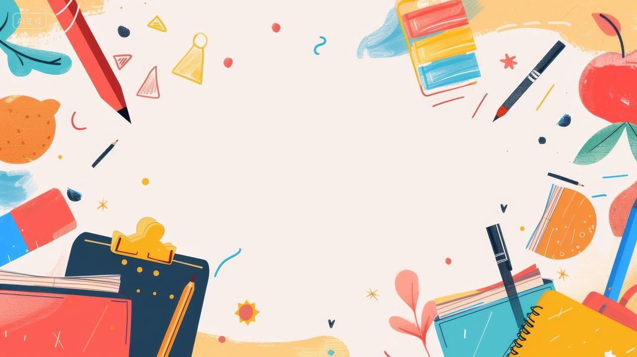 学习教育概念插图，文具书本