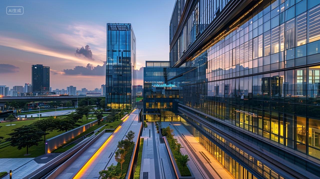 现代建筑写字楼智慧城市天际线科技主题