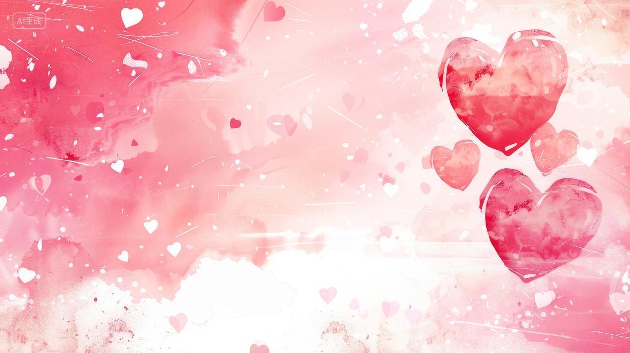红色水彩爱心背景插画