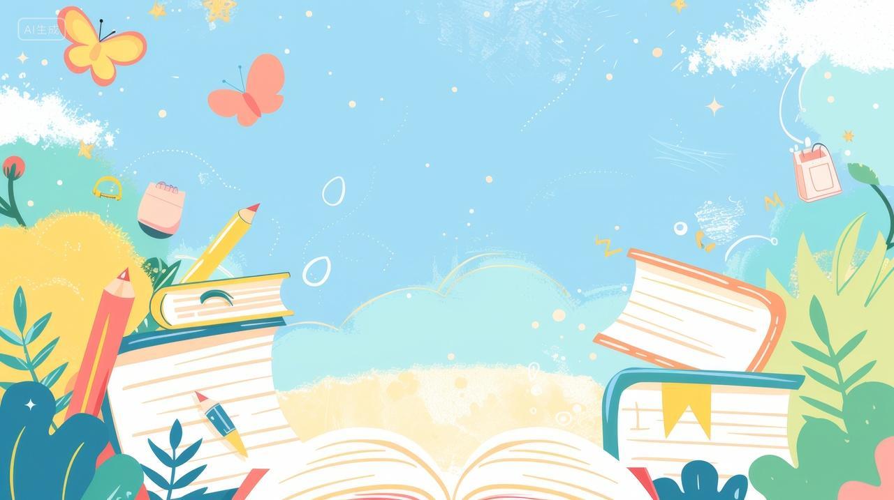 学习教育概念插图，文具书本