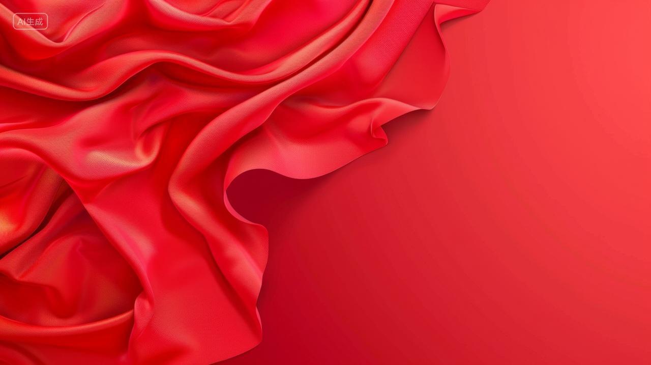 红色丝绸飘带背景