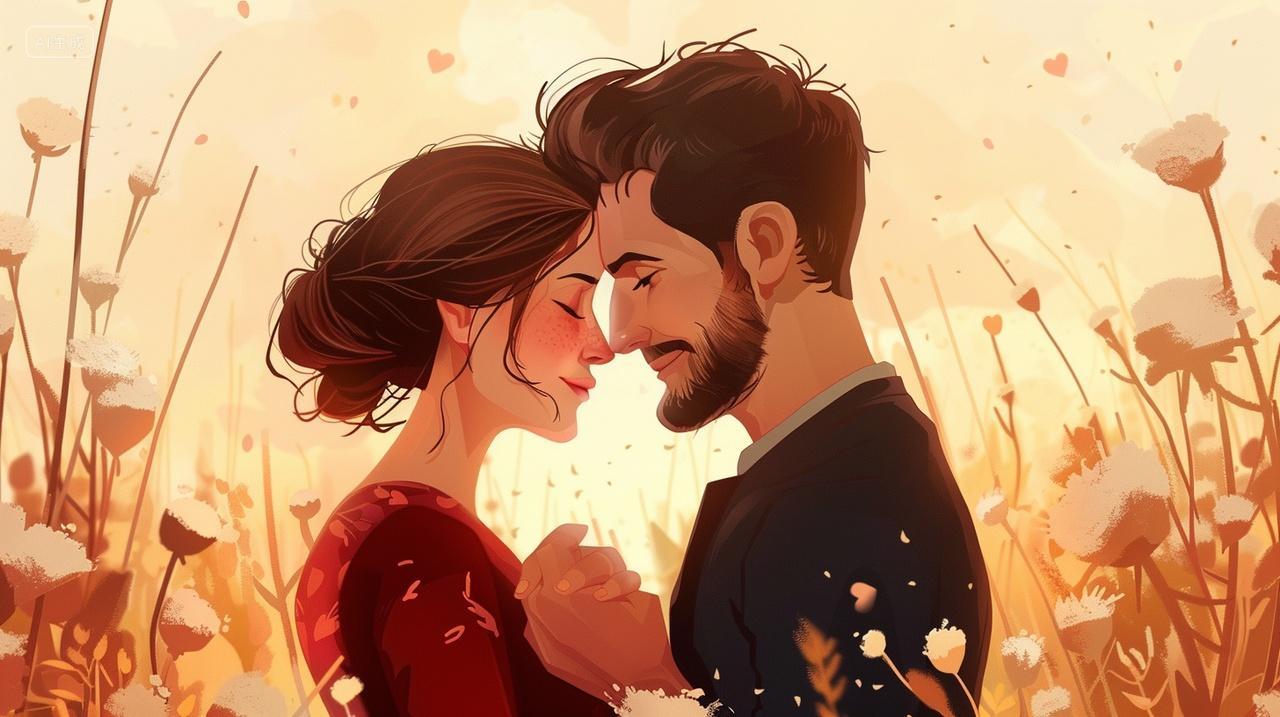 情人节恩爱情侣人物插画