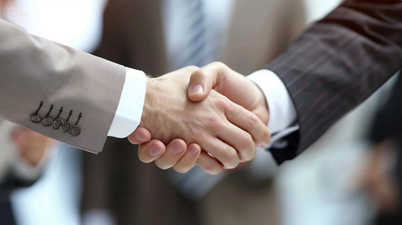 成功人士商务合作特写手势握手客户洽谈成功共赢企业公司