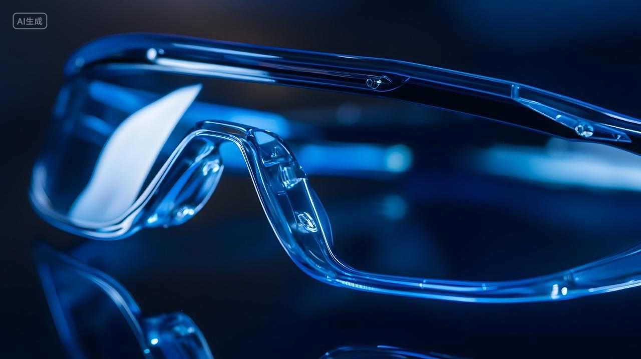 功能性单体光学树脂工业产品图蓝色透明镜片高精科技特写