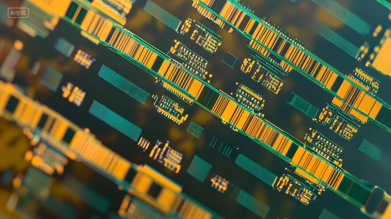 科技技术科技感功能性单体电子级单体工业产品图高精密电路板金属光泽特写
