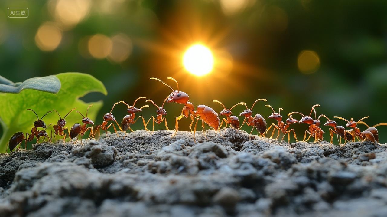 动物一群蚂蚁搬家觅食