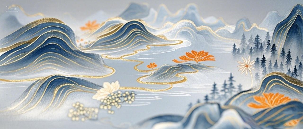 水墨国潮风摄影特写场景