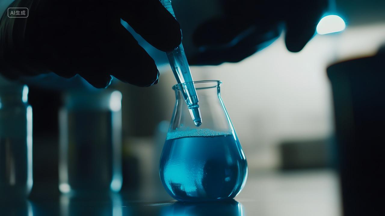 功能性单体交联剂工业产品图化学实验室蓝色液体测试场景