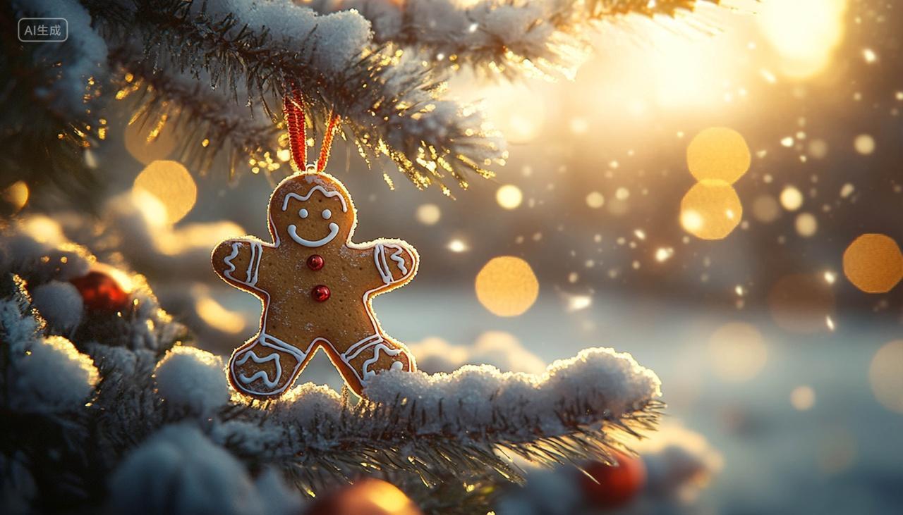 圣诞节雪景背景原创插画