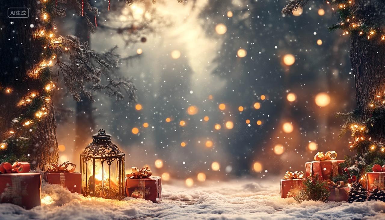 圣诞节节日氛围感背景插画