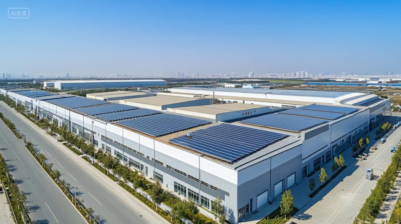 现代太阳能发电自动化工厂工业园外景