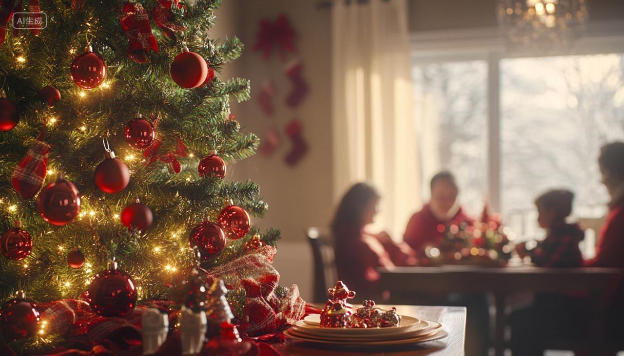 西方新年圣诞节节日氛围感背景插画