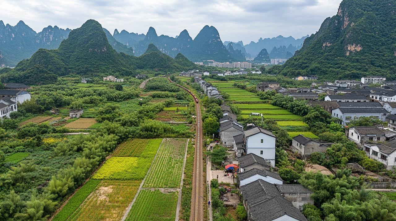 穿越乡村的铁路铁轨