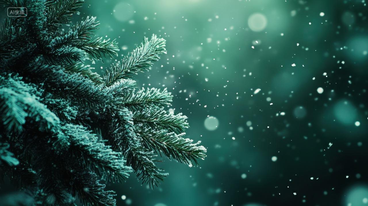 唯美梦幻圣诞节绿色松枝背景