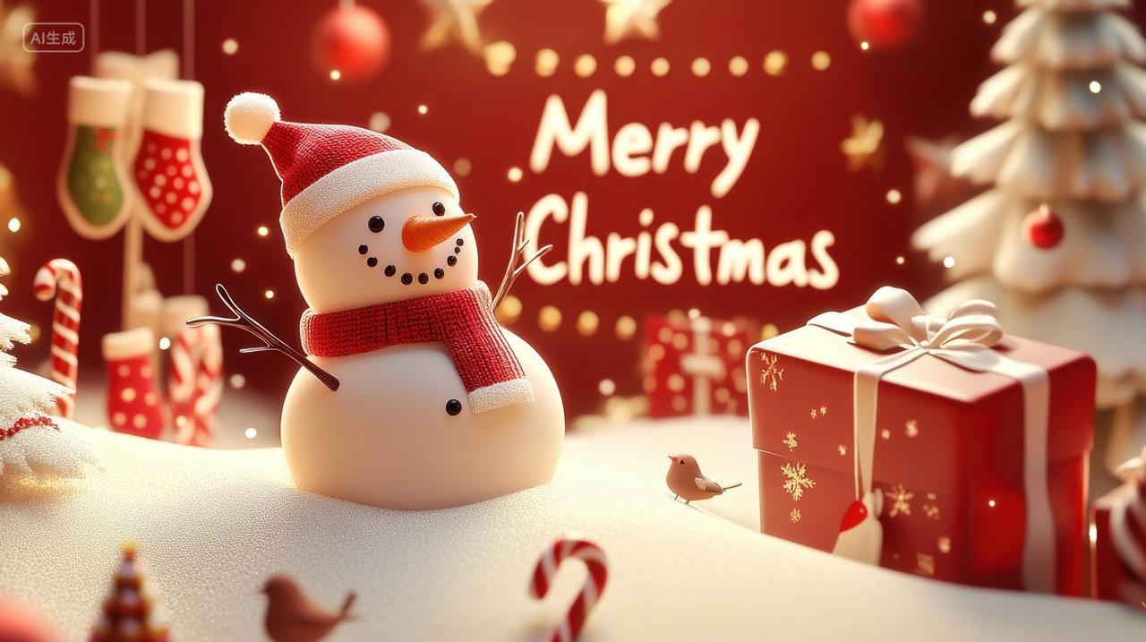 雪地里的圣诞节雪人