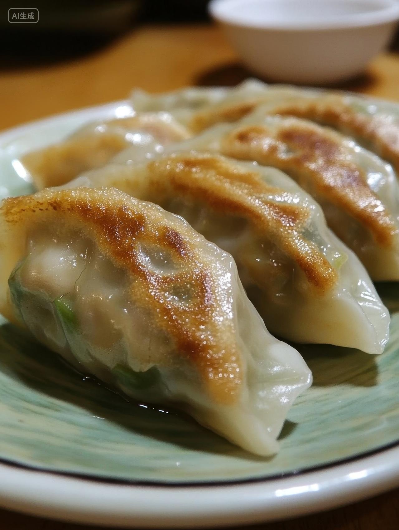 锅贴饺子特写