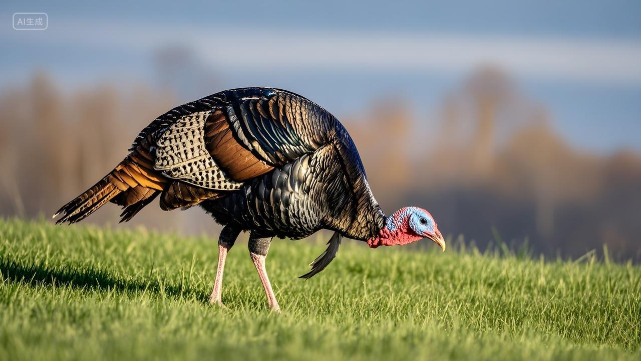 动物觅食的火鸡高清摄影图照片