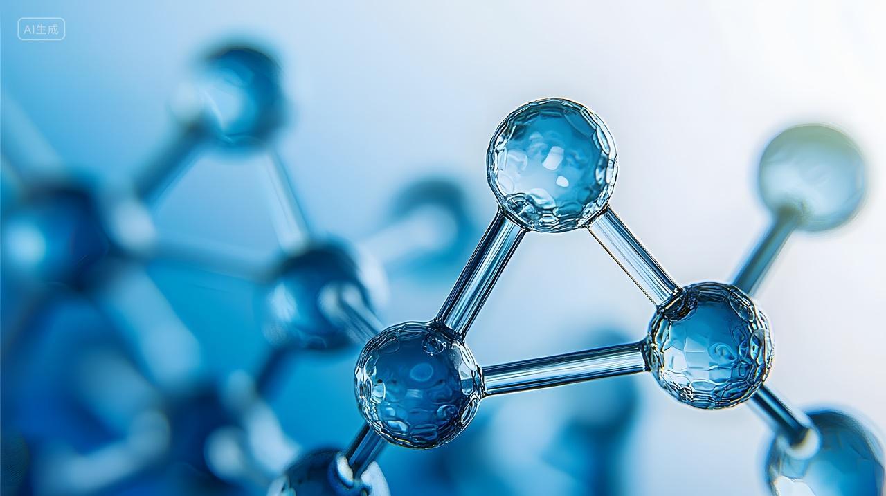 抽象蓝色分子结构特写