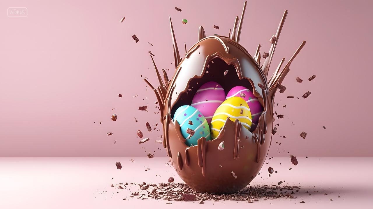 巧克力壳里彩色复活节彩蛋
