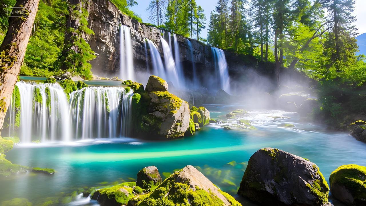 多层次的瀑布电脑电视背景照片