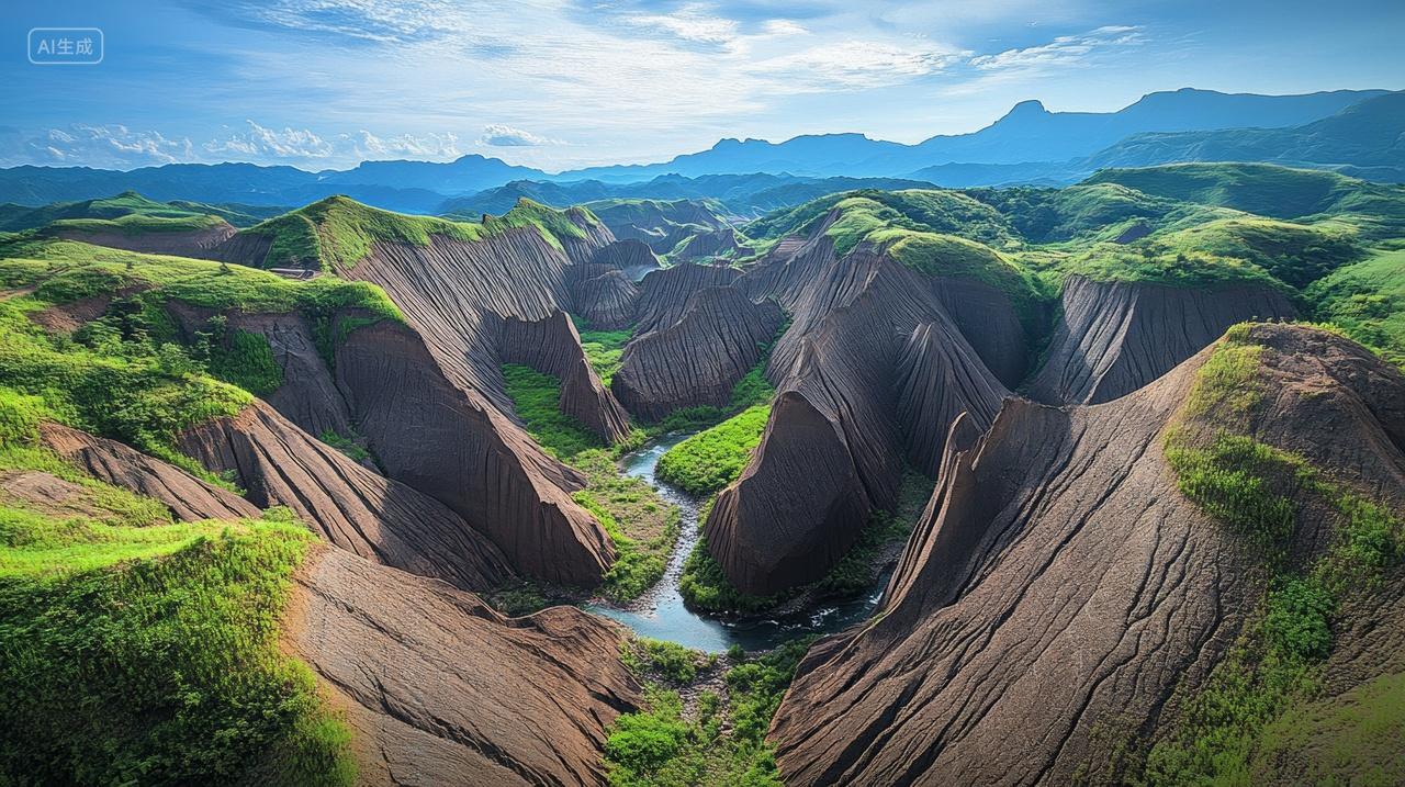 中国壮丽河山青山绿水山峰流水树林自然风景
