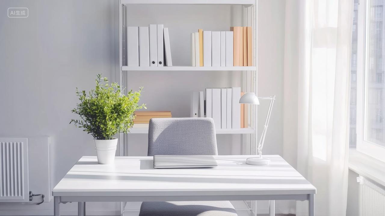 阳光洒落办公桌上现代化办公室设计工作环境