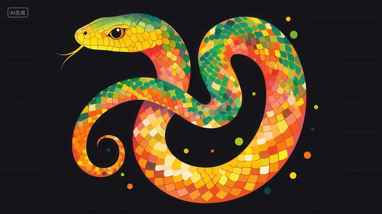 多彩蛇形卡通图案背景