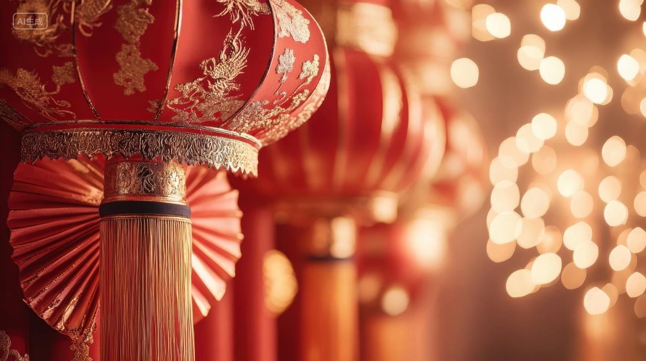 灯火下的中国喜庆场景