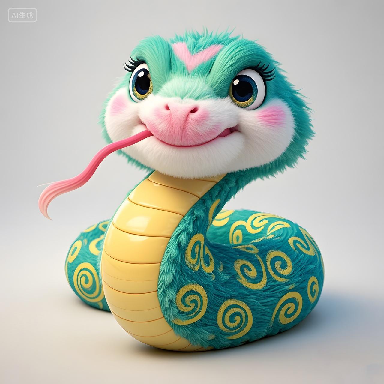 蛇年毛绒质感卡通小蛇温馨可爱造型2025年