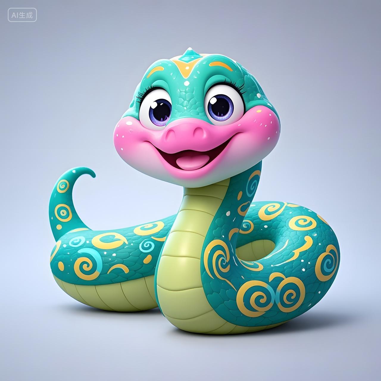 蛇年旋转花纹卡通小蛇温馨可爱造型2025年